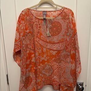Chico's Orange Paisley Women's Top, Size L/XL